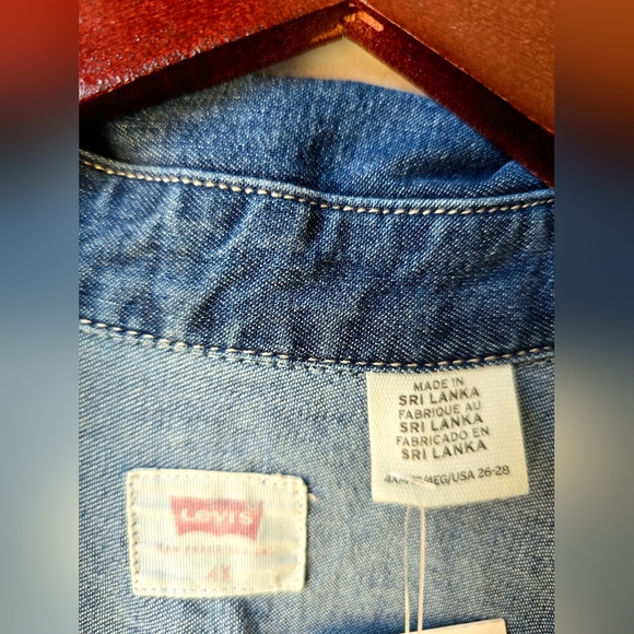 Levi's Jeans Denim Shirt Long Jacket Cotton Washed Blue Lightweight Size 4X - L - Picture 5 of 7